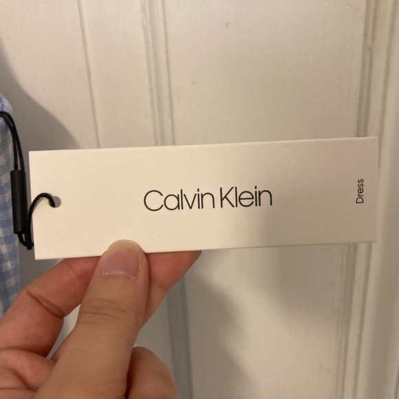 NWT Calvin Klein Pastel Blue Gingham Fit and Flare Dress - Picture 4 of 5